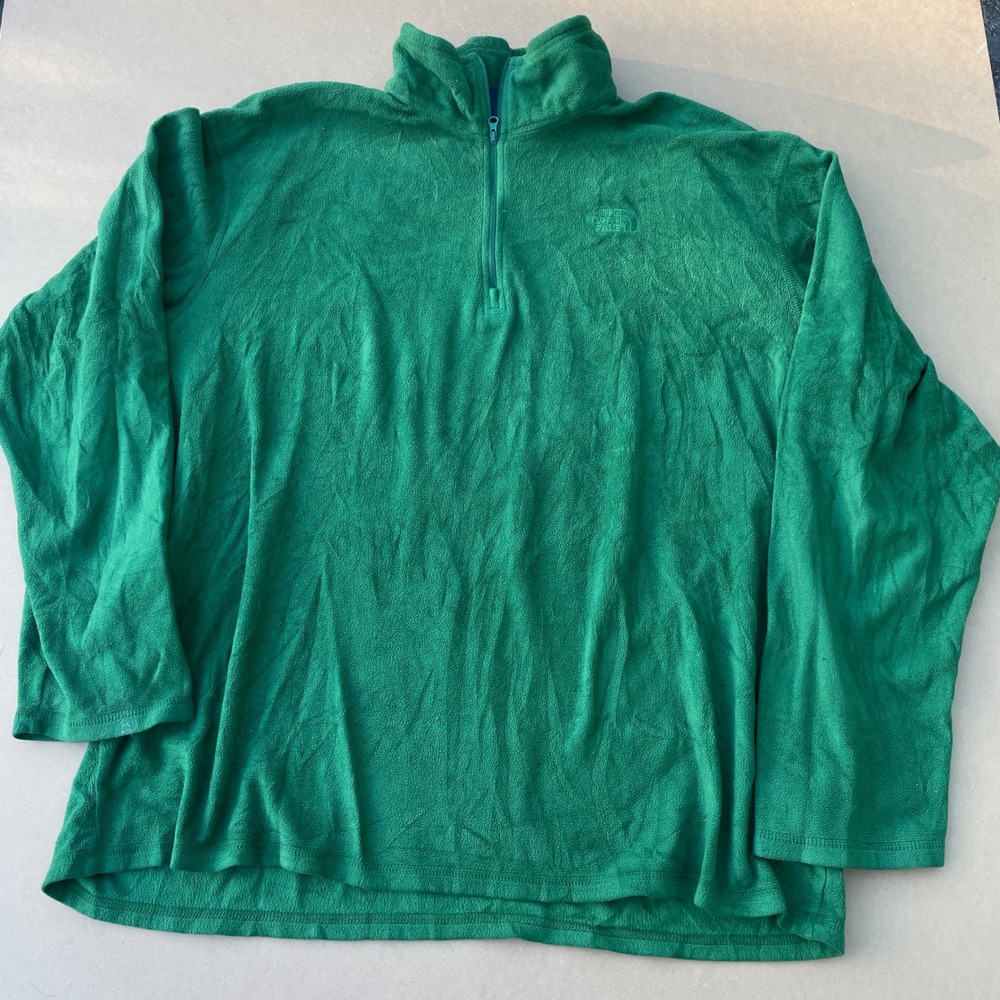 The North Face Fleece Pullover Mens XL Green Hiking Polartec Quarter Zip Outdoor